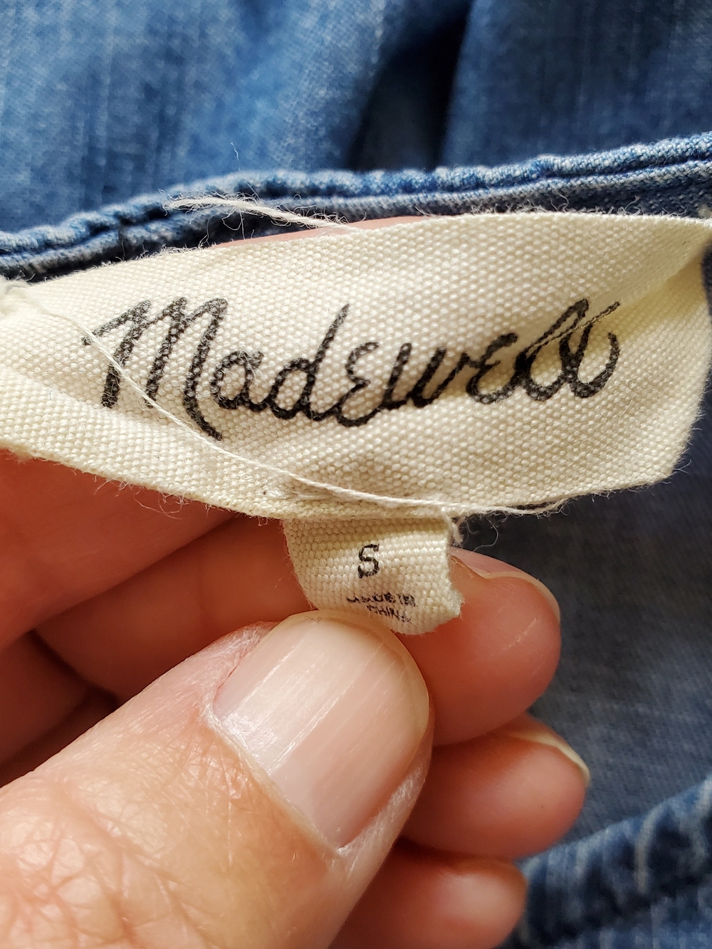 Madewell Blue Denim Tiered Peasant Boho Blouse. Size Small - Picture 5 of 6